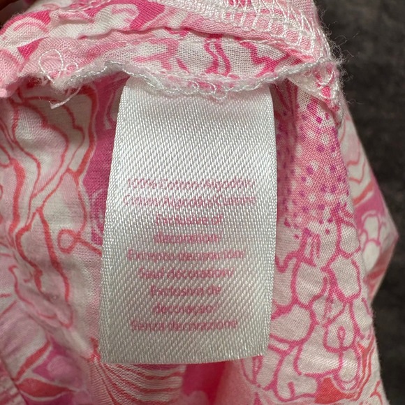 Lilly Pulitzer Pajama Top Womens M Pink Tropical Floral Print Button Up - Picture 6 of 13